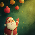 Folk Art Santa Vignette Mural Wallpaper — Whimsical Holiday Decor Mural Wallpaper - room preview 04