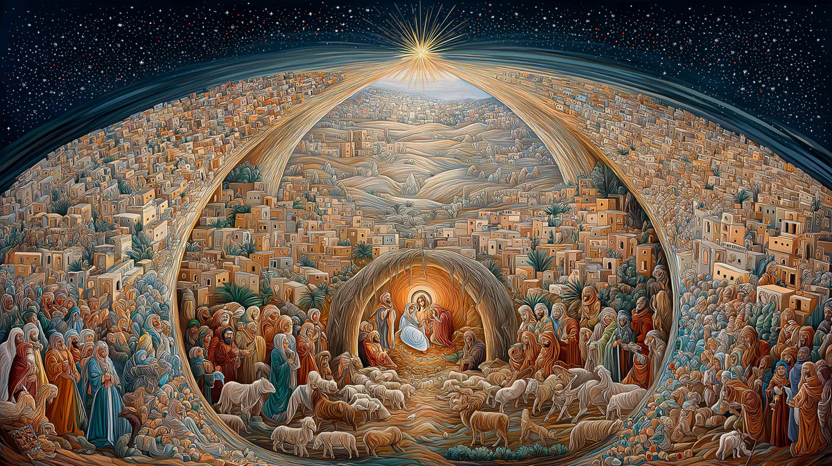Panoramic Nativity Mural Wallpaper — A Grand Celestial Fresco Mural Wallpaper - room preview 04