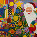 Pop Art Christmas Cityscape Mural Wallpaper — Vibrant Urban Festive Mural Wallpaper - room preview 04
