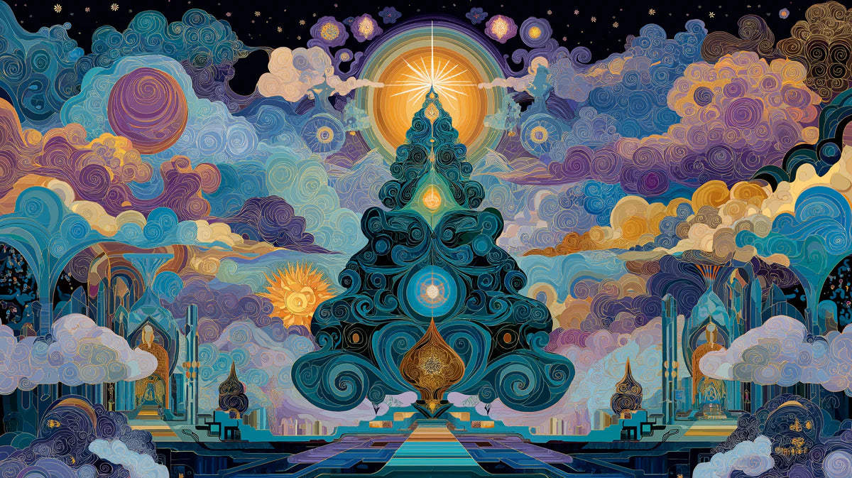 Celestial Mandala Christmas Mural Wallpaper — Mystical Cosmic Decor Mural Wallpaper - room preview 04