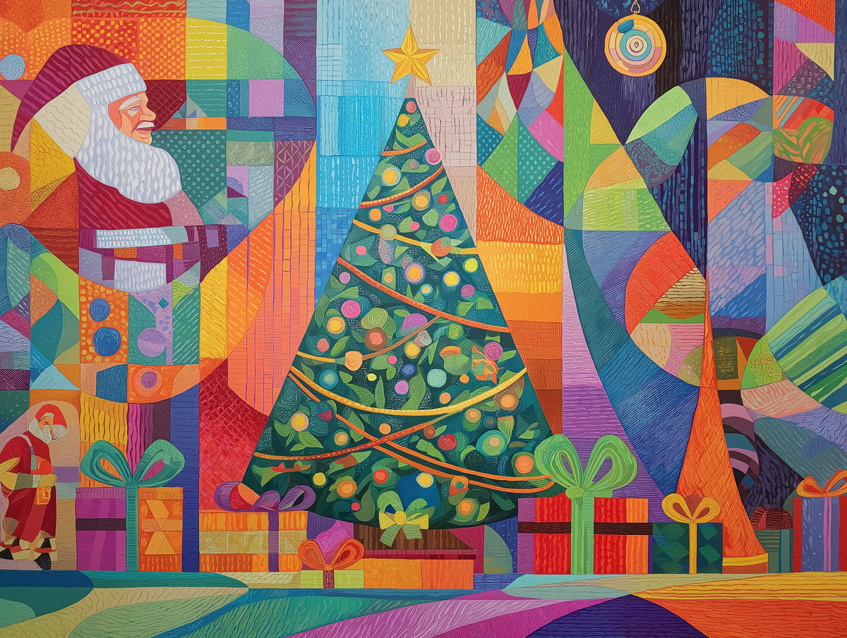 Festive Mosaic Abstract Mural Wallpaper — Colorful Geometric Tableau Mural Wallpaper - room preview 04