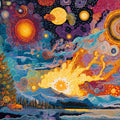 Cosmic Swirl Christmas Mural Wallpaper — Vibrant Psychedelic Art Mural Wallpaper - room preview 04
