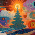 Cosmic Sunburst Christmas Tree Mural Wallpaper — Vibrant Abstract Art Mural Wallpaper - room preview 04