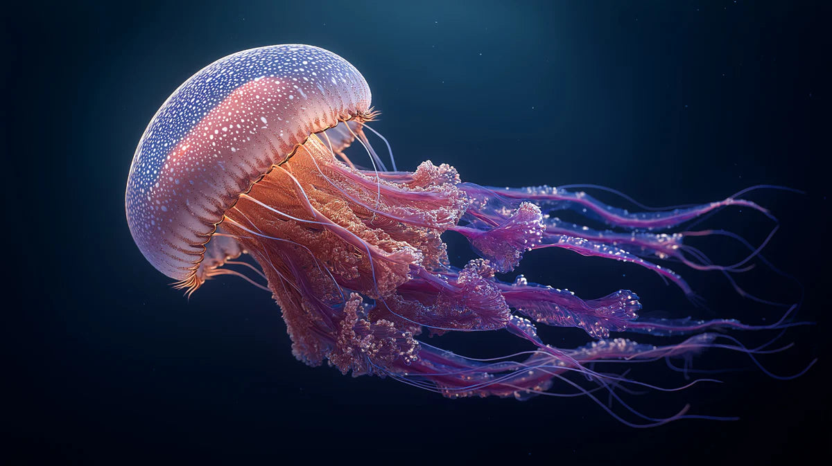 Bioluminescent Jellyfish Mural Wallpaper — Deep Sea Art Mural Wallpaper - room preview 04