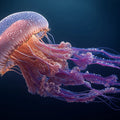 Bioluminescent Jellyfish Mural Wallpaper — Deep Sea Art Mural Wallpaper - room preview 04