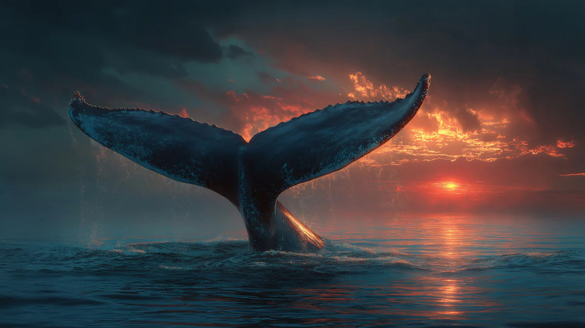 Sunset Whale Fluke Mural Wallpaper — Cinematic Ocean Wall Art Mural Wallpaper - room preview 04