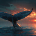 Sunset Whale Fluke Mural Wallpaper — Cinematic Ocean Wall Art Mural Wallpaper - room preview 04