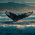 Whale Fluke Coastal Mural Wallpaper — Sunset Ocean Landscape Mural Wallpaper - room preview 04