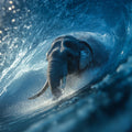 Elephant Surfing Barrel Wave Mural Wallpaper — Energetic Surrealism Mural Wallpaper - room preview 04
