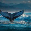 Humpback Whale Tail Ocean Mural Wallpaper —Coastal Nature Decor Mural Wallpaper - room preview 04