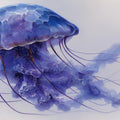 Ethereal Jellyfish Mural Wallpaper — Painted Deep Blue Art Mural Wallpaper - room preview 04