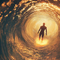 Surfer inside Golden Ocean Wave Mural Wallpaper - room preview 04