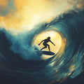 Golden Barrel Surf Mural Wallpaper — Dramatic Coastal Wall Art Mural Wallpaper - room preview 04