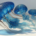 Floating Jellyfish Trio Mural Wallpaper in Deep Blue Mural Wallpaper - room preview 04