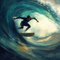 Ocean Surfer Barrel Wave Mural Wallpaper — Moody Cinematic Art Mural Wallpaper - room preview 04