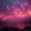 Bioluminescent Marsh Mural Wallpaper — Ethereal Neon Nightscape Mural Wallpaper - room preview 04