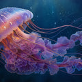 Luminous Jellyfish Deep Sea Mural Wallpaper — Ethereal Ocean Art Mural Wallpaper - room preview 04