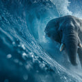 Elephant Surfing Barrel Wave Mural Wallpaper —Dynamic Marine Scene Mural Wallpaper - room preview 04