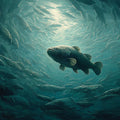 Deep Sea Schooling Fish Mural Wallpaper — Oil Painting Style Mural Wallpaper - room preview 04