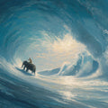 Elephant Surfing Barrel Mural Wallpaper — Expressive Oil Painting Mural Wallpaper - room preview 04