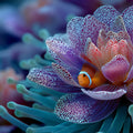Clownfish in Purple Anemone Mural Wallpaper — Surreal Macro Floral Mural Wallpaper - room preview 04