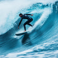 Turquoise Barrel Wave Action Mural Wallpaper — Energetic Coastal Art Mural Wallpaper - room preview 04