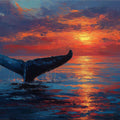 Impasto Sunset Whale Fluke Mural Wallpaper —Expressive Ocean Art Mural Wallpaper - room preview 04