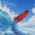 Surfboard Wave Crest Mural Wallpaper — Dynamic Painterly Ocean Art Mural Wallpaper - room preview 04