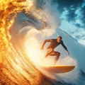 Fire and Water Barrel Wave Mural Wallpaper — High Energy Contrast Mural Wallpaper - room preview 04