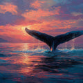 Sunset Whale Fluke Mural Wallpaper — Impressionistic Ocean Art Mural Wallpaper - room preview 04