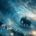 Surreal Elephant Surfing Wave Mural Wallpaper — Cinematic Ocean Art Mural Wallpaper - room preview 04