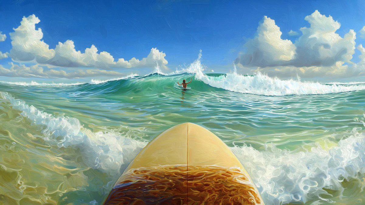 Surfer’s Perspective Ocean Mural Wallpaper — Vibrant Beach Scene Mural Wallpaper - room preview 04