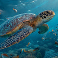 Sea Turtle Coral Reef Mural Wallpaper — Underwater Aquatic Scene Mural Wallpaper - room preview 04