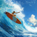 Coastal Surfer Oil Painting Mural Wallpaper — Expressive Ocean Art Mural Wallpaper - room preview 04