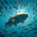 Swirling Grouper School Mural Wallpaper — Dynamic Marine Art Mural Wallpaper - room preview 04