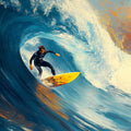 Surfing Wave Mural Wallpaper — Dynamic Impressionist Art Mural Wallpaper - room preview 04