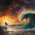 Psychedelic Sunset Wave Mural Wallpaper — Expressive Oil Painting Mural Wallpaper - room preview 04