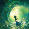 Surfer in Barrel Wave Mural Wallpaper — Expressive Impasto Art Mural Wallpaper - room preview 04