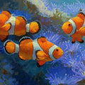 Impressionist Clownfish Mural Wallpaper — Vibrant Underwater Art Mural Wallpaper - room preview 04