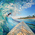 Impasto Surf Wave Mural Wallpaper — Energetic Coastal Art Mural Wallpaper - room preview 04
