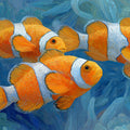 Impasto Clownfish Mural Wallpaper — Artistic Aquatic Theme Mural Wallpaper - room preview 04