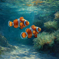 Clownfish Reef Mural Wallpaper — Impressionistic Aquatic Art Mural Wallpaper - room preview 04