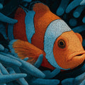 Clownfish Pointillist Mural Wallpaper — Vibrant Aquatic Art Mural Wallpaper - room preview 04