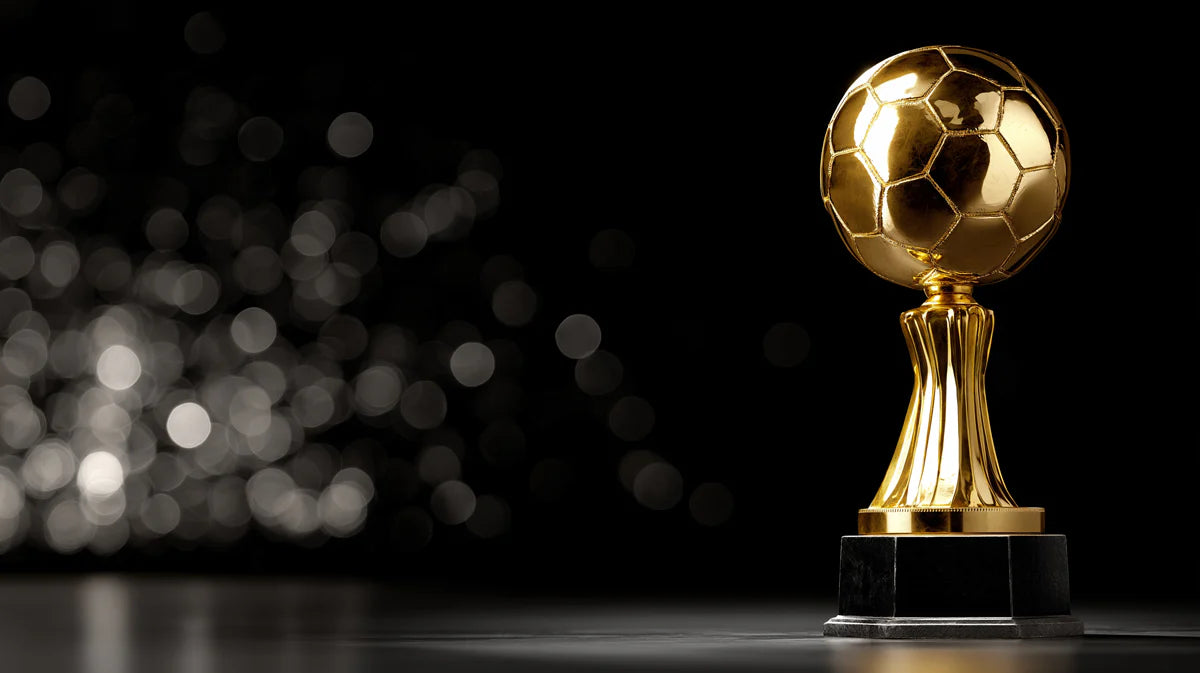 Gleaming Gold Soccer Trophy Mural Wallpaper — Modern Sports Decor Mural Wallpaper - room preview 04