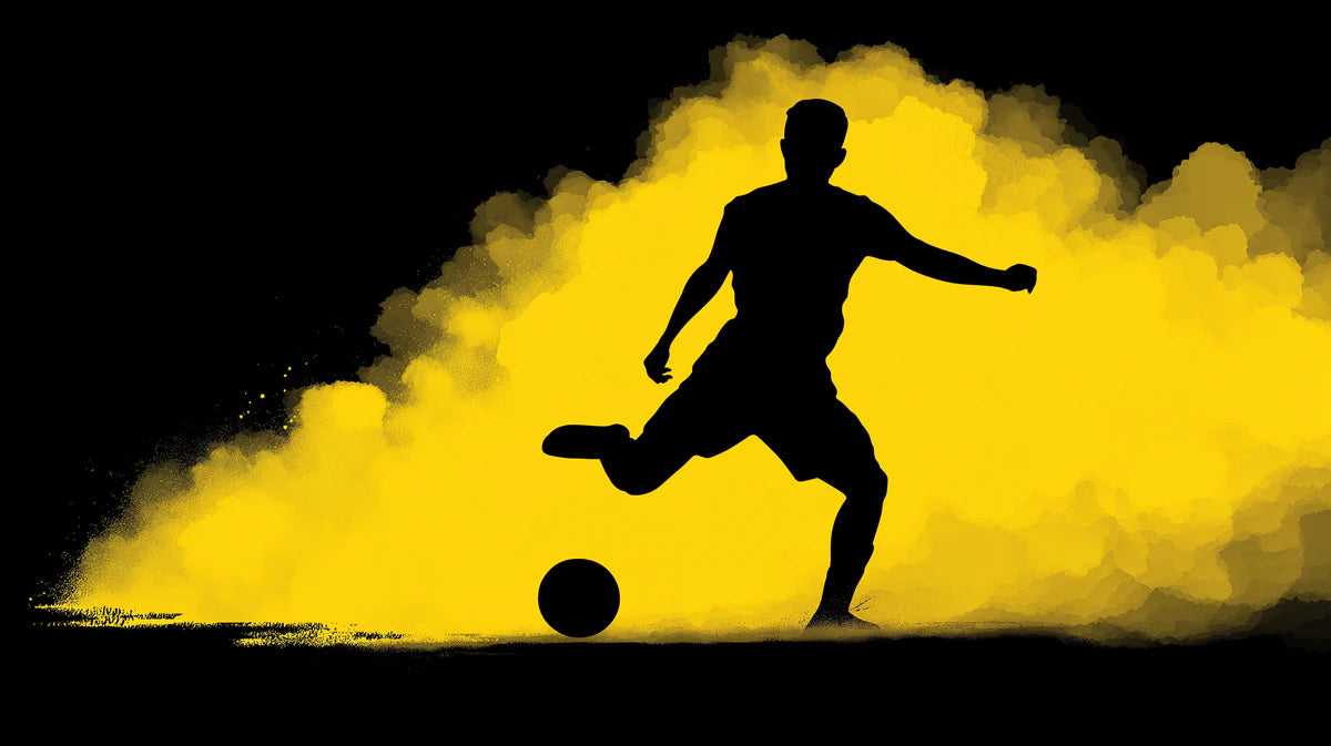 Soccer Player Silhouette Mural Wallpaper — Dynamic Yellow Smoke Mural Wallpaper - room preview 04