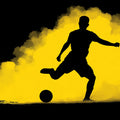 Soccer Player Silhouette Mural Wallpaper — Dynamic Yellow Smoke Mural Wallpaper - room preview 04