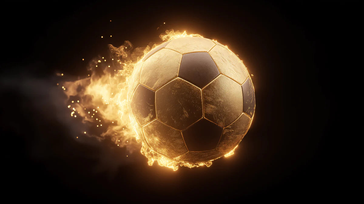 Golden Flaming Soccer Ball Mural Wallpaper — High-Contrast Energy Mural Wallpaper - room preview 04