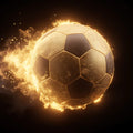 Golden Flaming Soccer Ball Mural Wallpaper — High-Contrast Energy Mural Wallpaper - room preview 04