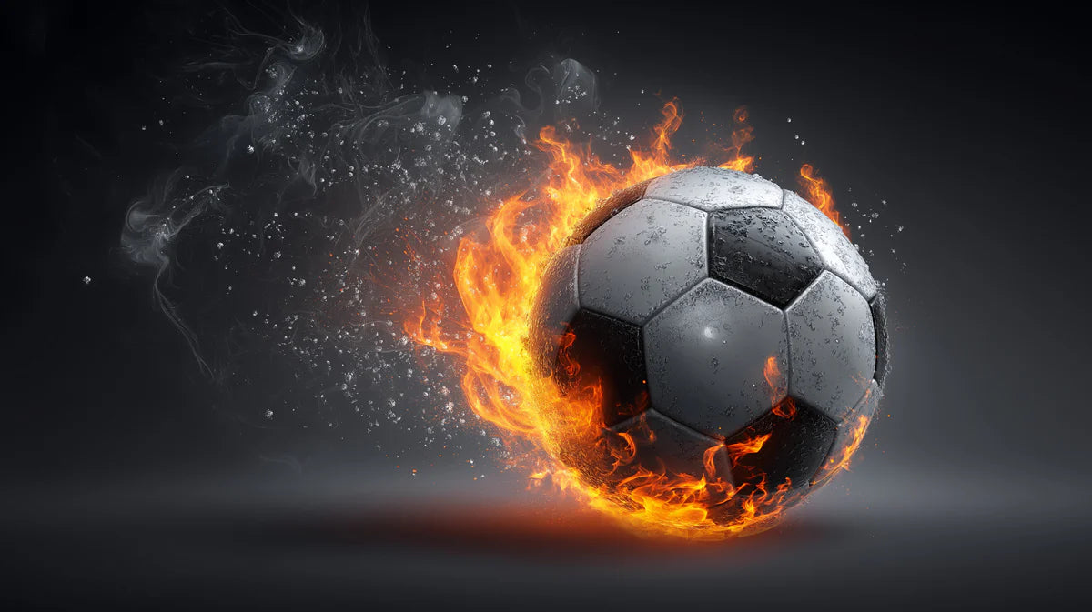 Fiery Soccer Ball Mural Wallpaper — High-Octane Action Design Mural Wallpaper - room preview 04
