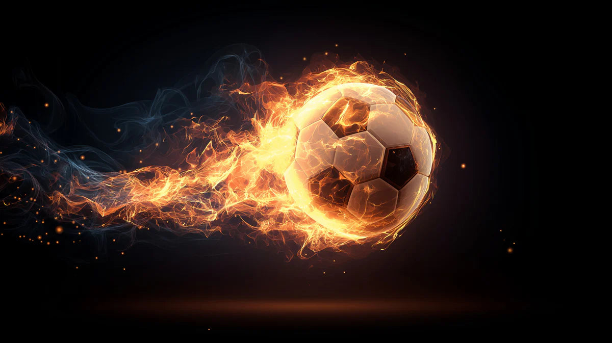 Fiery Soccer Ball Mural Wallpaper — High-Energy Athletic Design Mural Wallpaper - room preview 04